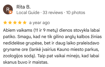 anglu kalbos stovykla vaikams kaunas atsiliepimas